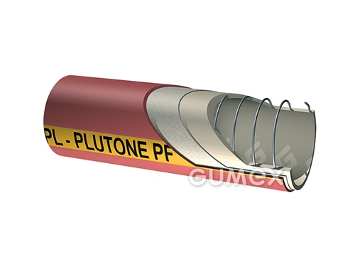 Potravinová tlakosací hadice na tekuté poživatiny PLUTONE PF, 25/35mm, 13bar/-1bar, TPE-S/TPE-S, -35°C/+100°C, červená